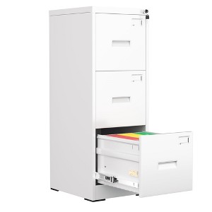 Munora - 3-Drawer Locking Vertical File Cabinet - 18"D for Letter/Legal Folders - White - 1 of 4