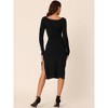 Seta T Women's Sweetheart Neck Long Sleeve Slim Fit Knit Sweater Midi Dresses - 4 of 4