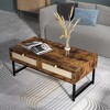46" Rattan Coffee Table with Metal Frame - Center Rectangular Table with 2 Drawers - 3 of 4