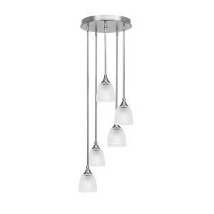 Toltec Lighting Empire 5 - Light Pendant in  Brushed Nickel with 5" Clear Ribbed Shade - 1 of 1
