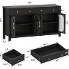 spanspace 55" Sideboard Buffet Cabinet with Storage, 3 Drawers and 4 Glass Doors, Kitchen Coffee Bar Cabinet with Adjustable Shelves - 2 of 4