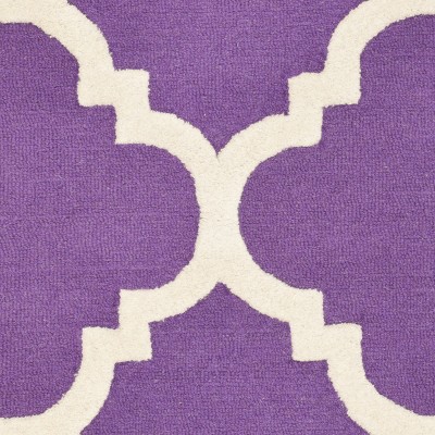 Hand-Tufted Purple and Ivory Wool Geometric Area Rug