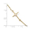 Black Bow Jewelry 14k Yellow Gold Polished Cubic Zirconia Cross Station Anklet, 10 Inch - 4 of 4