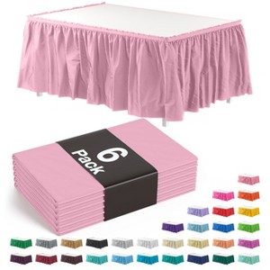 Crown Display 6 pack Disposable Plastic Tableskirts - 29" x 14 Ft ruffled Table Skirt with Adhesive Strip - 6 Count - 1 of 4
