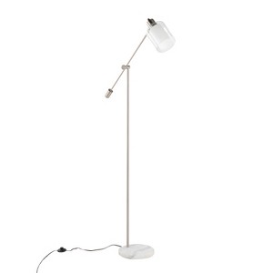 Marcel Contemporary/Glam Floor Lamp in White Marble and Nickel Metal with Clear and Frosted Glass Shade by LumiSource - 1 of 1