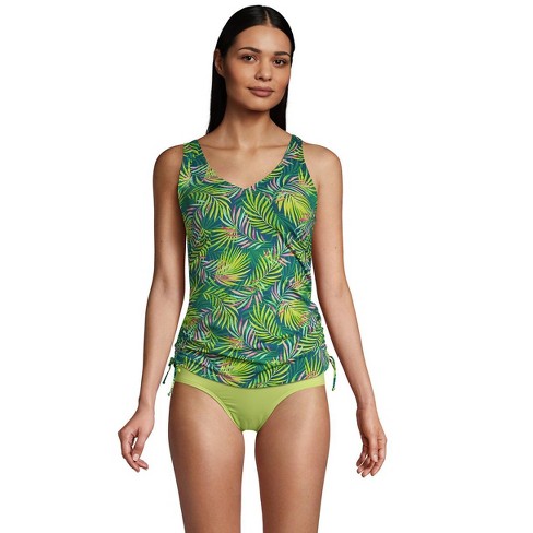 Lands End Womens Square Neck Underwire Tankini Top Swimsuit Adjustable Straps