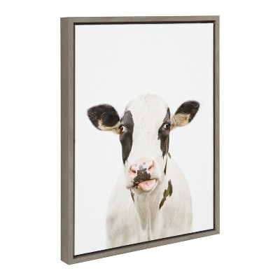 18" x 24" Sylvie Holstein Cow Portrait Framed Canvas by Amy Peterson - Kate & Laurel All Things Decor