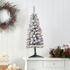 Nearly Natural 3-ft Flocked Pencil Artificial Christmas Tree with 50 Clear Lights and 132 Bendable Branches - 2 of 4