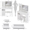 FONTOI 29.2"W/37"W/41"W Makeup Vanity Table Desk with Mirror Left Bedside Cabinet Stool Dresser Set for Woman Bedroom Dressing Room, Black/White - 3 of 4