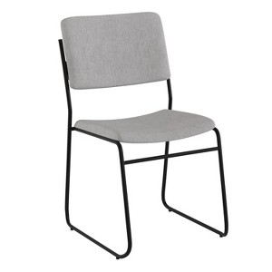 Emma and Oliver 500 lb. Capacity High Density Gray Fabric Stacking Chair with Sled Base - 1 of 4