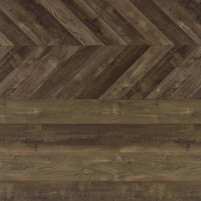 70.75" Rustic Oak Herringbone 2-Door Bookcase with Shelves