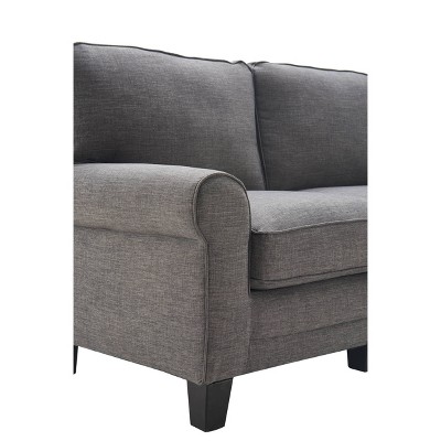 Gray Fabric Rolled Arm Sofa with Removable Cushions