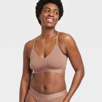 Women's Cotton Stretch Unlined Triangle Bralette - Auden™ Brown M : Target