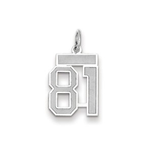 Black Bow Jewelry 14k White Gold, Jersey Collection, Small Number 81 Pendant - 1 of 2