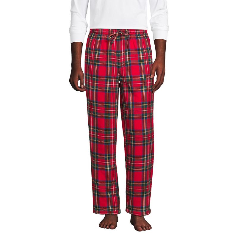 Lands' End Men's High Pile Fleece Lined Flannel Pajama Pants, 1 of 5