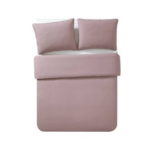Full/Queen Waffle Pinsonic Quilt Set Mauve - VCNY Home, Pink