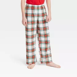 Kids' Holiday Tartan Plaid Fleece Matching Family Pajama Pants - Wondershop™ Cream 10