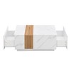 Mayeerty Modern Two-tone Coffee Table with Faux Marble and Walnut Finish, Rectangular Center Table with 2 Storage Drawers, 35.4 x 23.6 Inch, White - 2 of 4