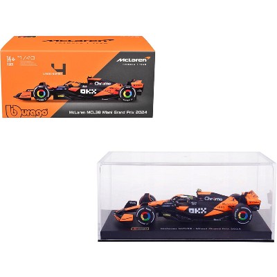 McLaren MCL38 #4 Lando Norris "OKX" Winner F1 "Miami GP" (2024) with Figure and Case "Race" 1/43 Diecast Model Car by Bburago