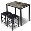 Tangkula 3 Pieces Counter Height Table Set 2 Chairs Bar Dining Room Faux Marble - 2 of 4