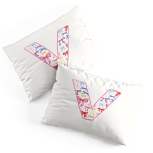 Deny Designs Standard April Lane Art Fancy Bow Monogram V Microfiber Printed Pillow Sham - 1 of 3