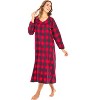Alexander Del Rossa Women's Classic Winter Nightgown Duster with Pockets, Cotton Flannel Pajamas in Christmas Colors - image 2 of 2