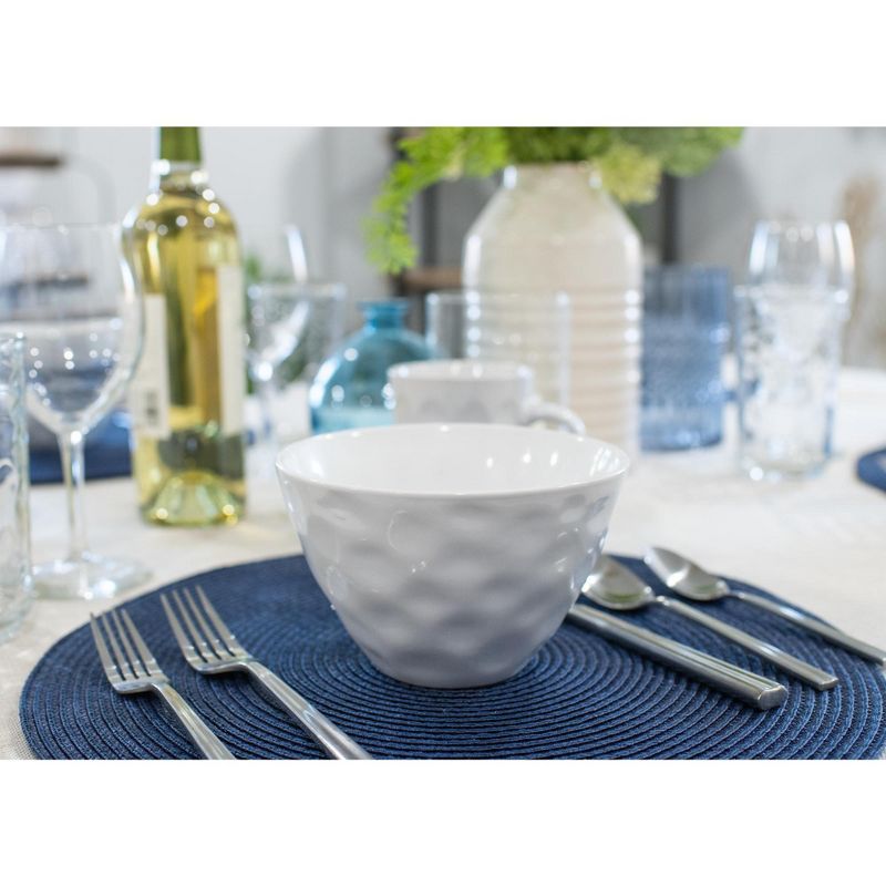 Elanze Designs Dimpled Ceramic 5.5 inch Contemporary Serving Bowls Set of 4, White, 5 of 7
