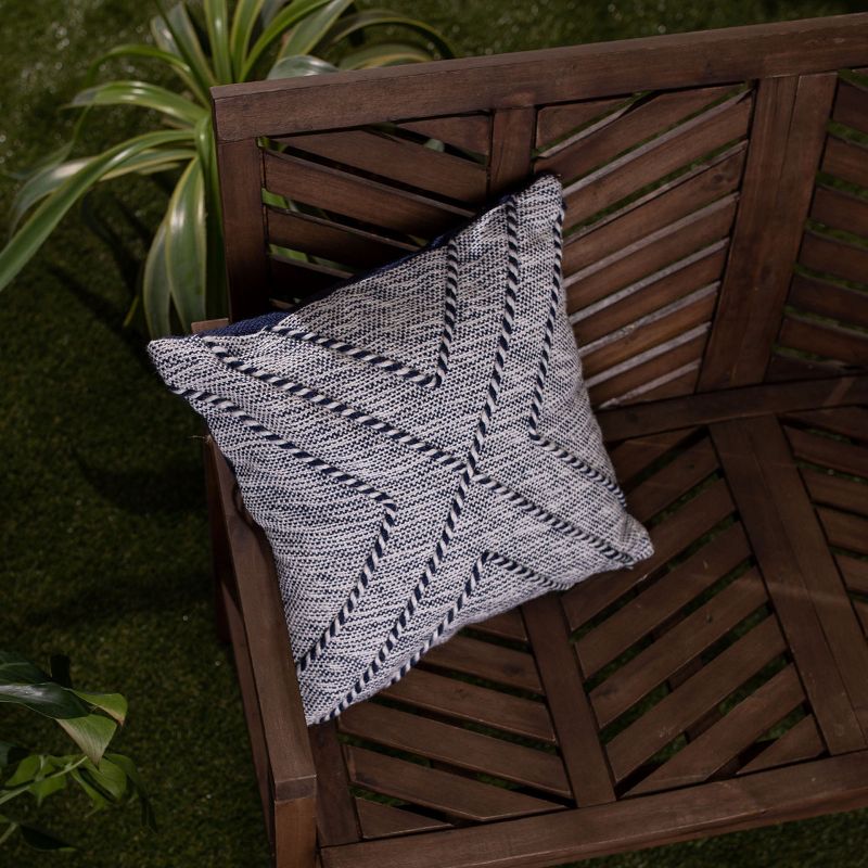 White & Blue Cross Stripe 18X18 Hand Woven Filled Outdoor Pillow - Foreside Home & Garden, 3 of 7