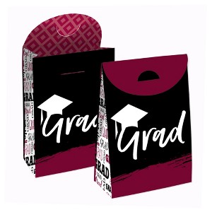 Big Dot of Happiness Maroon Grad - Best is Yet to Come - Burgundy Graduation Gift Favor Bags - Party Goodie Boxes - Set of 12 - 1 of 4