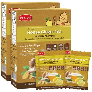 Pocas Honey Ginger Tea - Instant Powder Packets with Lemon & Ginger Honey Crystals Tea, Non-GMO/Gluten Free/Caffeine Free Tea, 20 Count (Pack of 2) - 1 of 4