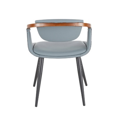 Gray Faux Leather and Bamboo Mid-Century Modern Accent Chair