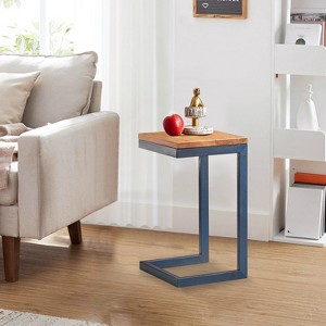 LOVSON Versatile 19-Inch Tall C-Side Table - Natural Fir and Iron Accent Table for Living Room, Bedroom, and Outdoor Use - 1 of 4