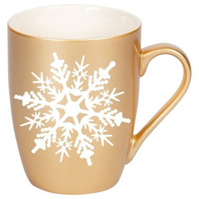 Elanze Designs Snowflake Bold Line Vegas Gold 10 ounce New Bone China Coffee Cup Mug