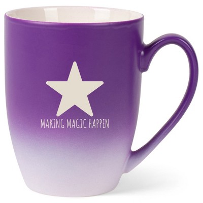 Elanze Designs Making Magic Happen 12 Ounce Ceramic Laser-Etched Engraved Drinkware Mug, Purple and White Ombre