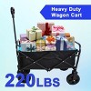 YONWAY Foldable Wagon,220 Lbs Capacity Outdoor Camping Beach Cart Steel Frame,Adjustable Garden Utility Rolling Cart with Wheels,Blue - 3 of 4