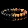 Crucible Men's Skull with Picasso Jasper and Matte Onyx Stone Beads Stretch Bracelet - 3 of 4