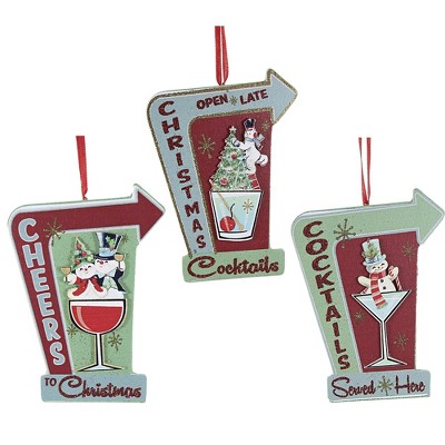 Holiday Ornament 5.0" Mid Century Cocktail Snowman Cheers  -  Ornament Sets