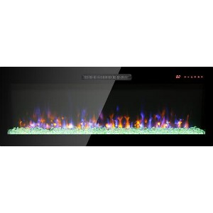 TOBILI 50 inch recessed ultra thin tempered glass front wall mounted fireplace multi color flame - 1 of 4