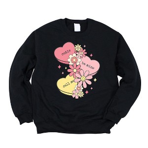 Simply Sage Market Women's Graphic Sweatshirt Retro Valentine Hearts - 1 of 3