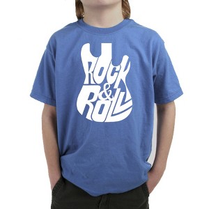 LA Pop Art Rock And Roll Guitar - Boy's Word Art T-Shirt - 1 of 4