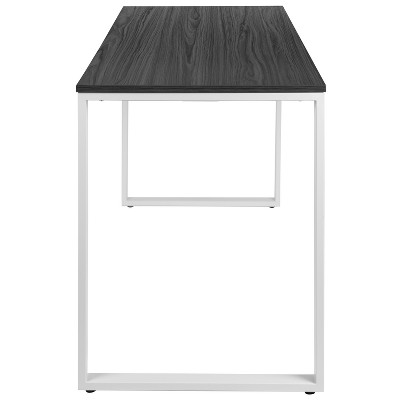 Tromso Adjustable 55" Gray Laminate Desk with Steel Frame and Drawer