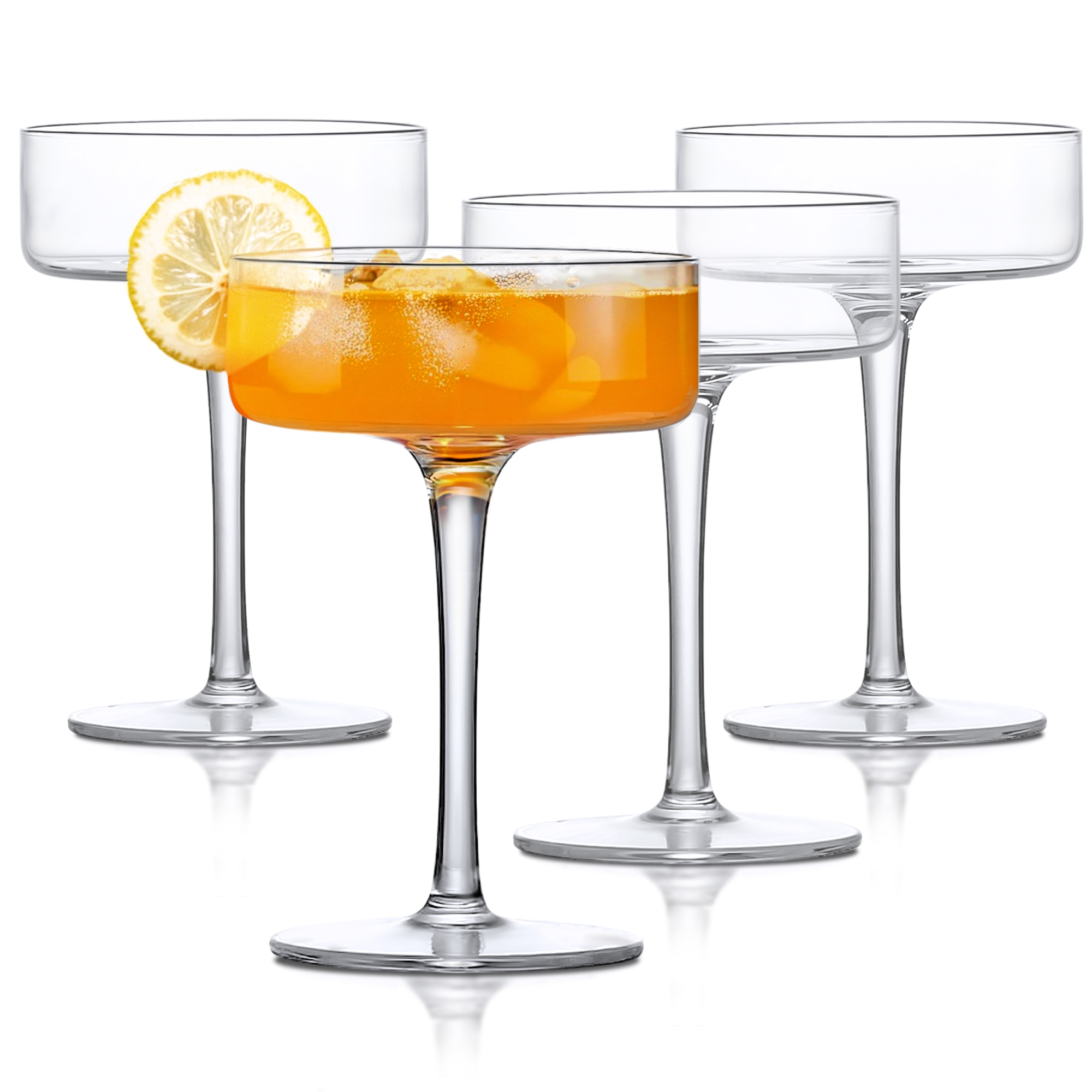 LEMONSODA Clear Martini Coupe Glasses - 6.5oz Set of 4 Classic Barware