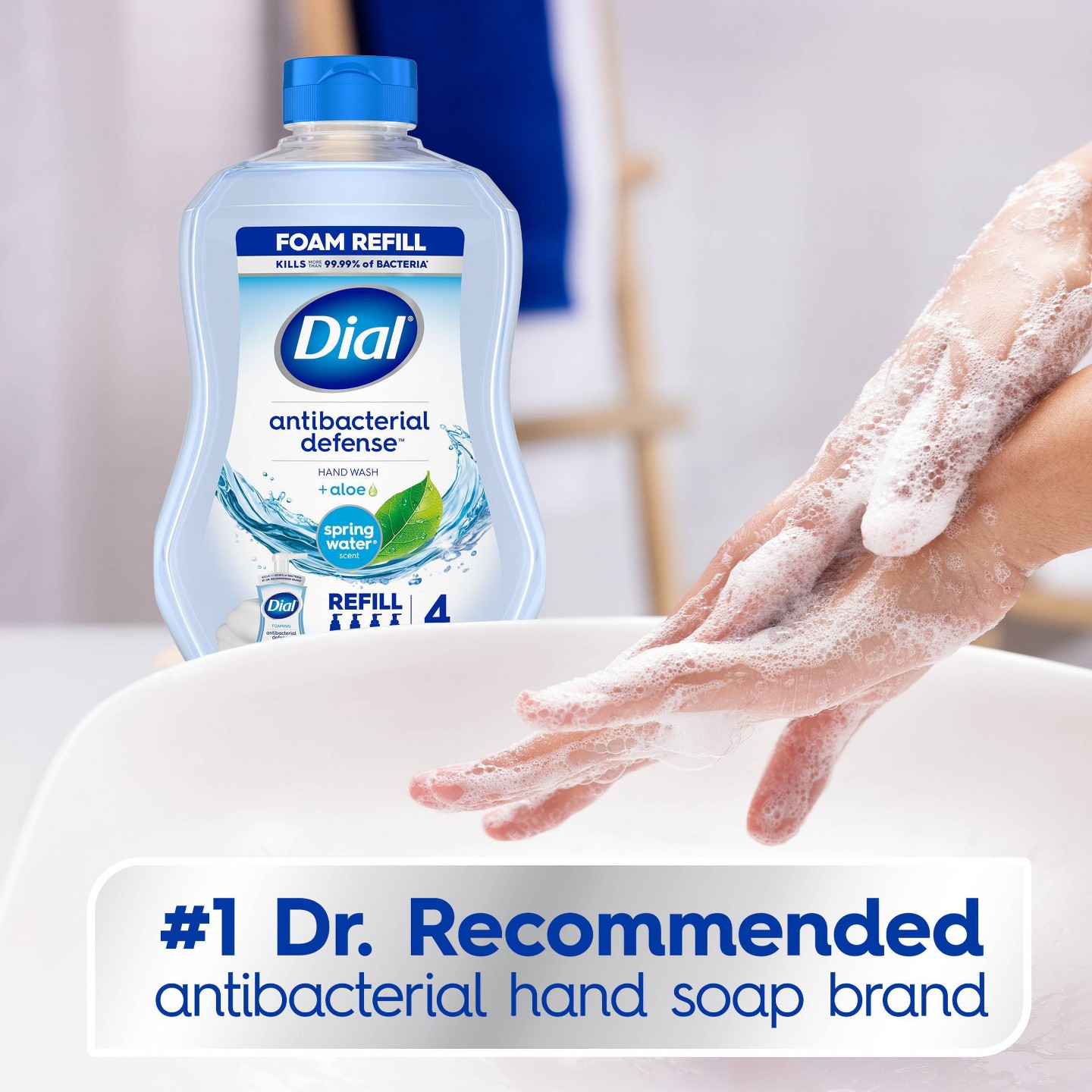Сменный блок пенящегося мыла для рук Dial Antibacterial Defense, Spring Water, 30 fl oz — фото 3
