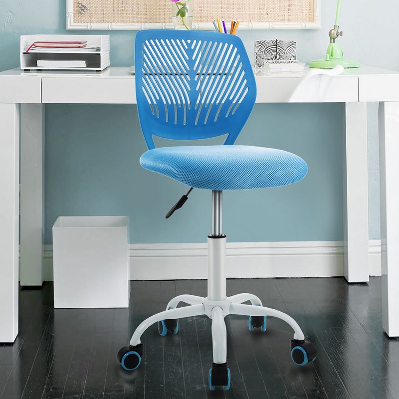Costway Office Task Desk Armless Chair Adjustable Mid Back Swivel Study Chair Rose\Blue\Turquoise\Purple, 2 of 14