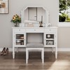 JUJABU 44.4" Vanity Table with Large Adjustable Mirror, Drawer and Cabinet, White - 3 of 4