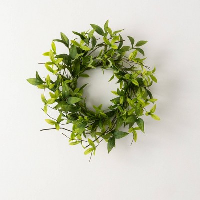 Sullivans Artificial Ruscus & Twig 6.5 Mini Wreath 16.5"H; Green
