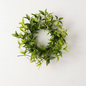 Sullivans Artificial Ruscus & Twig 6.5 Mini Wreath 16.5"H; Green - 1 of 3