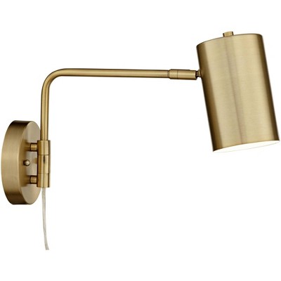 Carla Brushed Brass Adjustable Swing Arm Wall Lamp Set of 2
