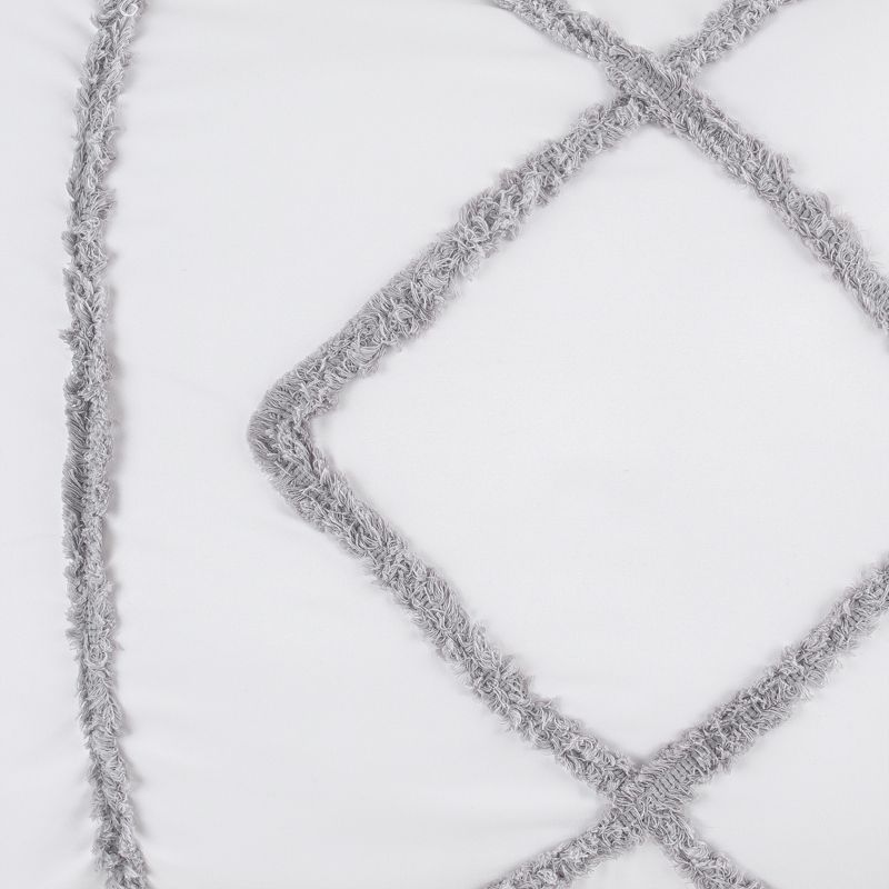 Sweet Jojo Designs Throw Pillow Covers Boho Fringe White and Grey 2pc, 4 of 5
