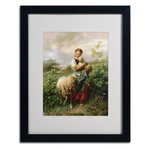 Trademark Fine Art -Johann Hofner 'The Shepherdess 1866' Matted Framed Art - 1 of 4